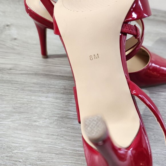 Calvin Klein Geena Pump Red Patent Like New Condition Women's Size 8M - Picture 7 of 9